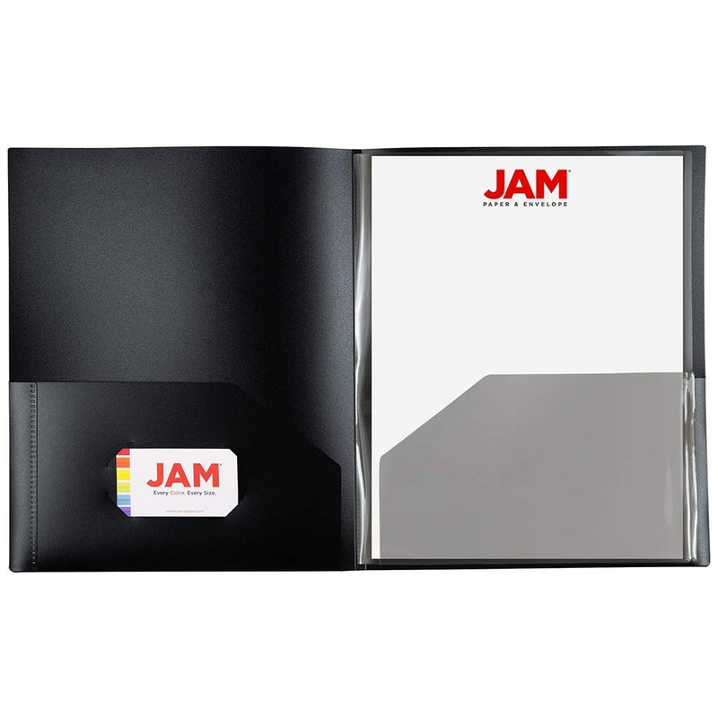 JAM PAPER Heavy Duty Plastic Multi Pocket Folders - 6 Pocket Organizer - Black - 2/Pack - Image 4